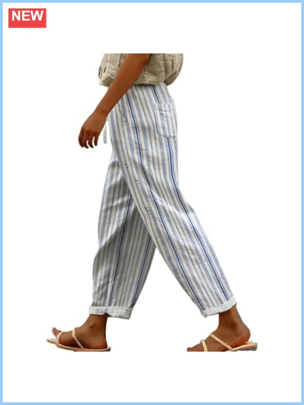 Linen Blend Wide Leg Palazzo Harem Pants Drawstring Pockets